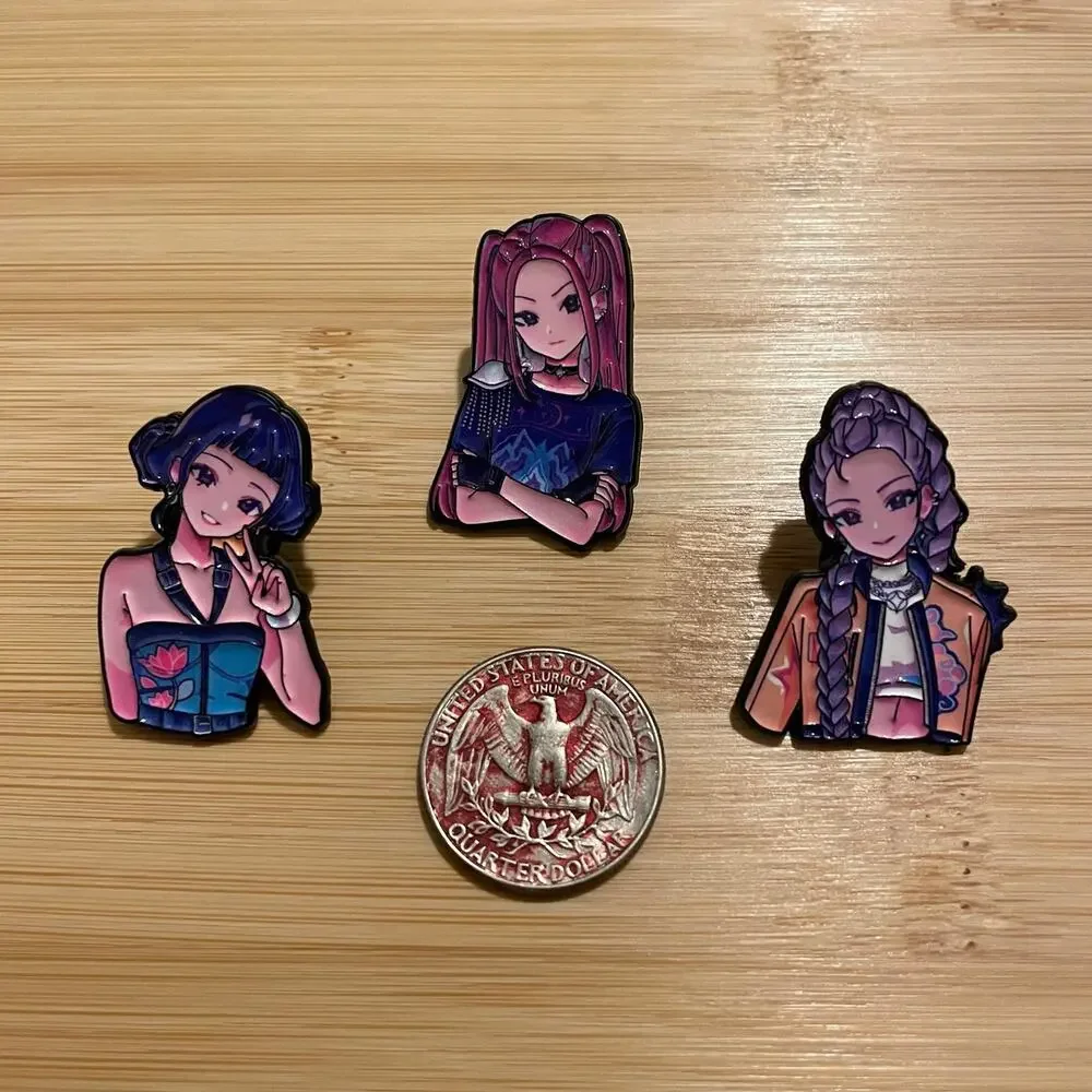 KPop Demon Hunters Huntrix Mira, Rumi & Zoey 3 Piece Pin Set